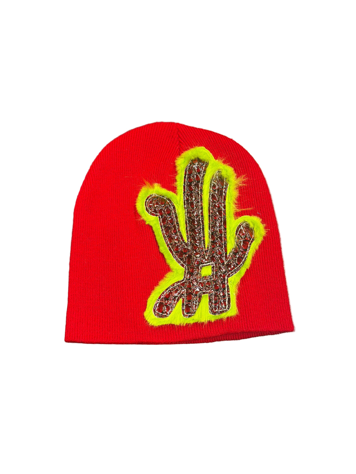 YKWYK RED CROC PATCH BEANIE