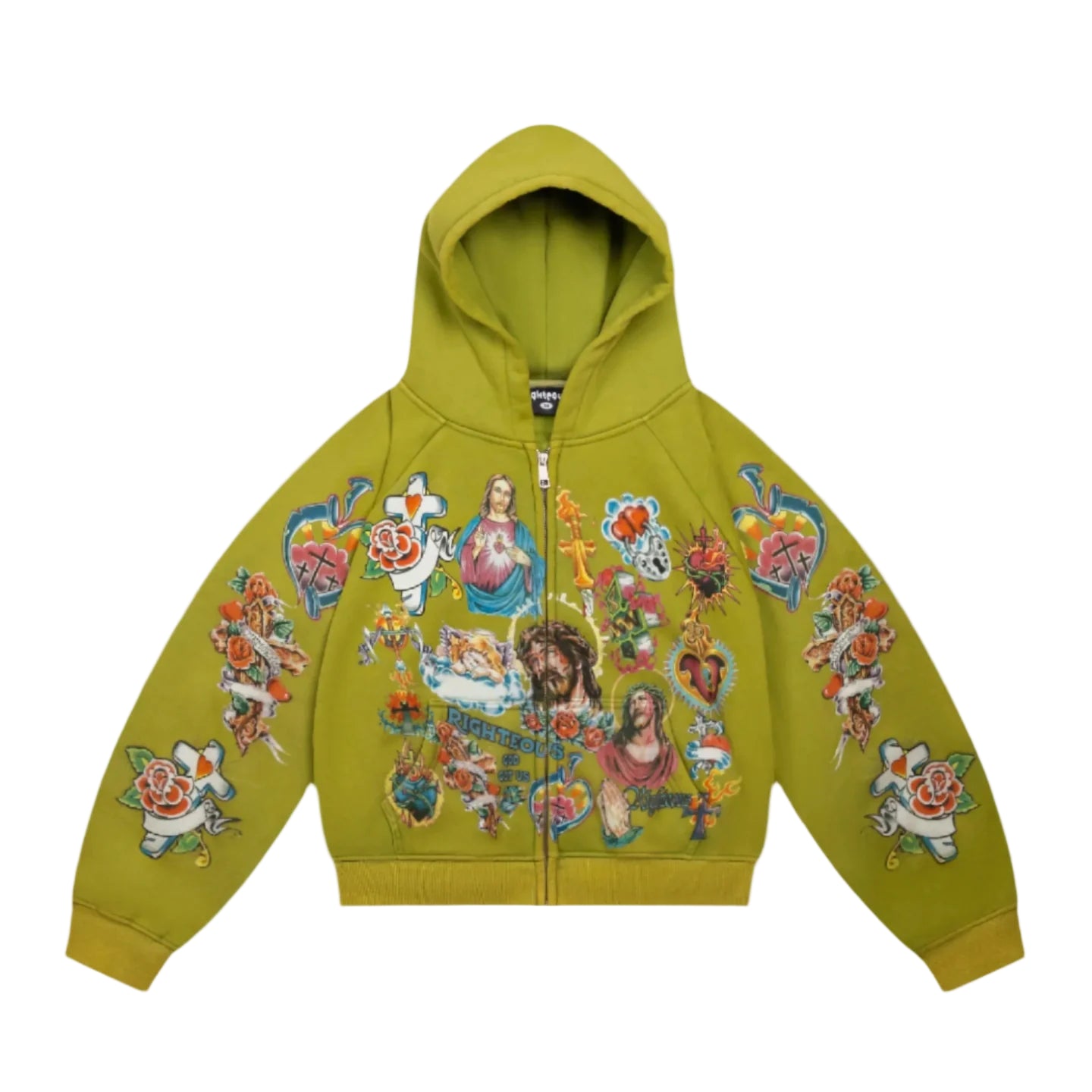 We Are Righteous | Risen King Cropped Zip (Moss)