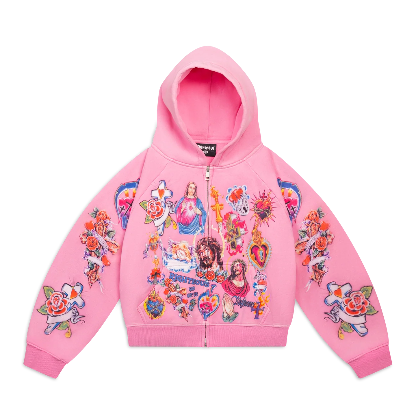 We Are Righteous | "Risen King" Cropped Zip (Hot Pink)
