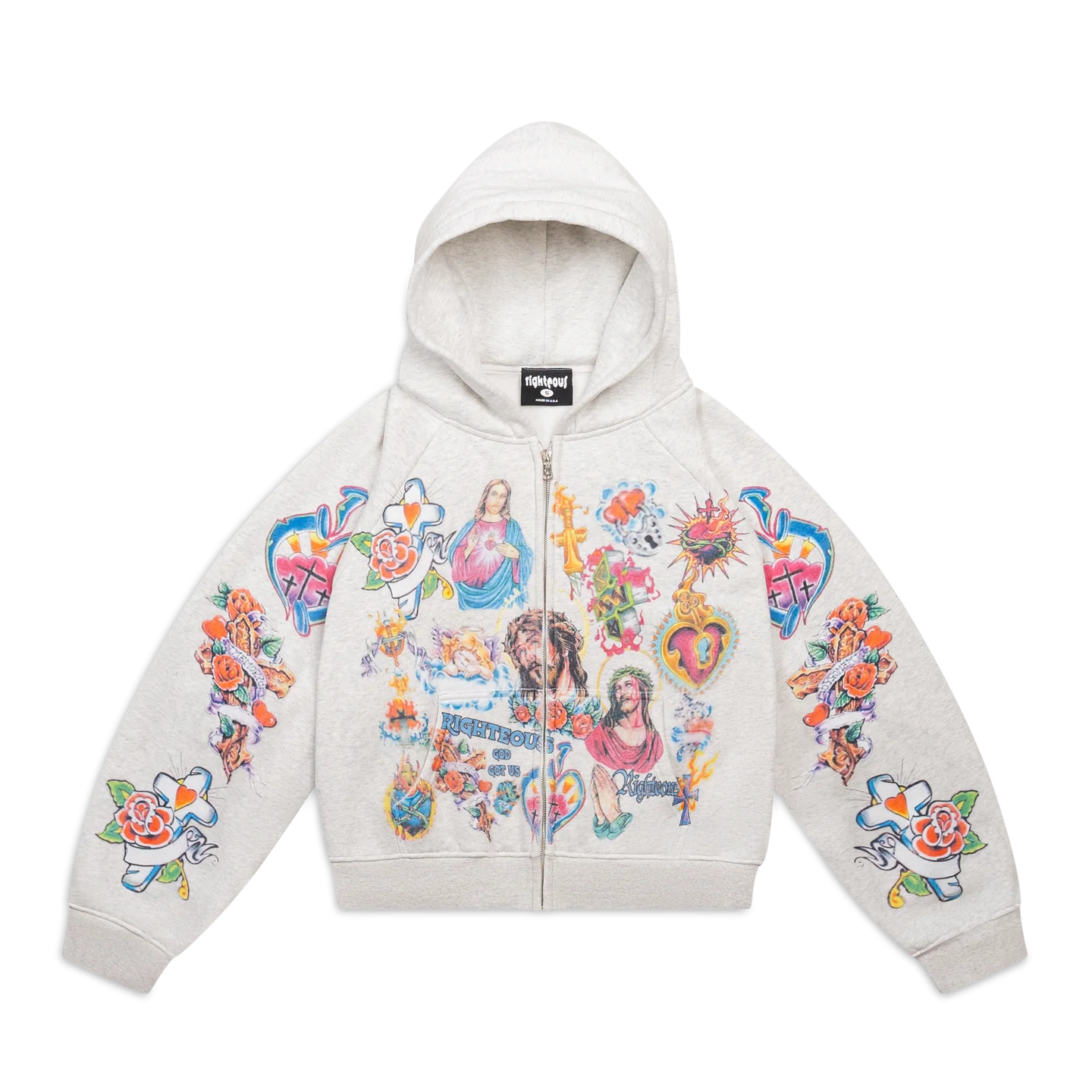 We Are Righteous "Risen King" Cropped Zip Grey