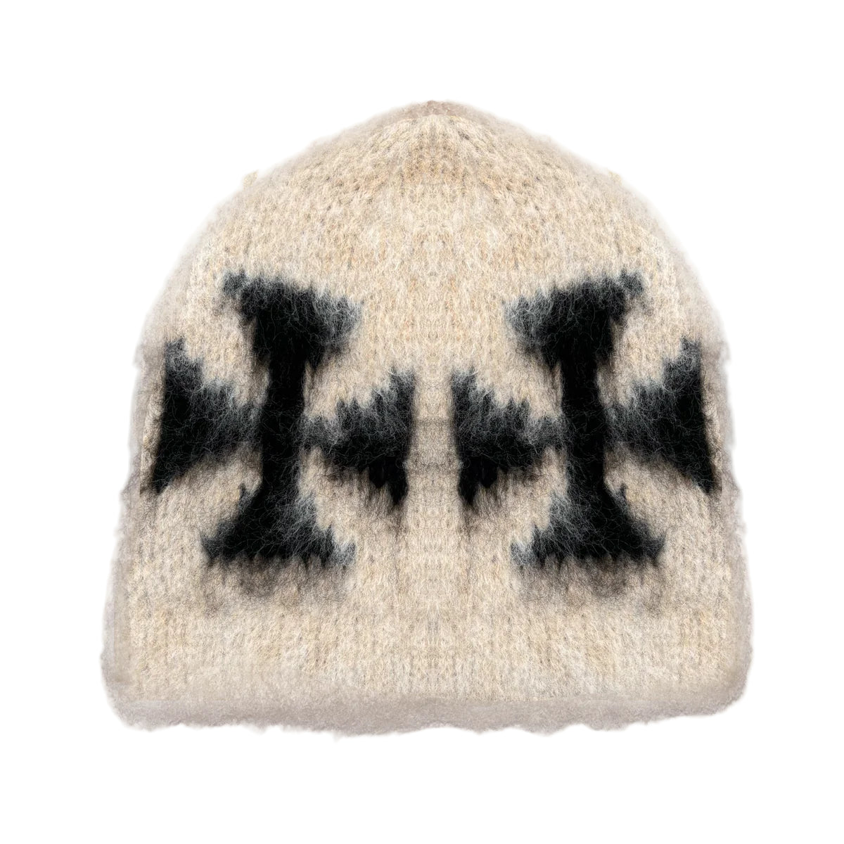 ASKYURSELF BRUSHED CROSS BEANIE ECRU & BLACK