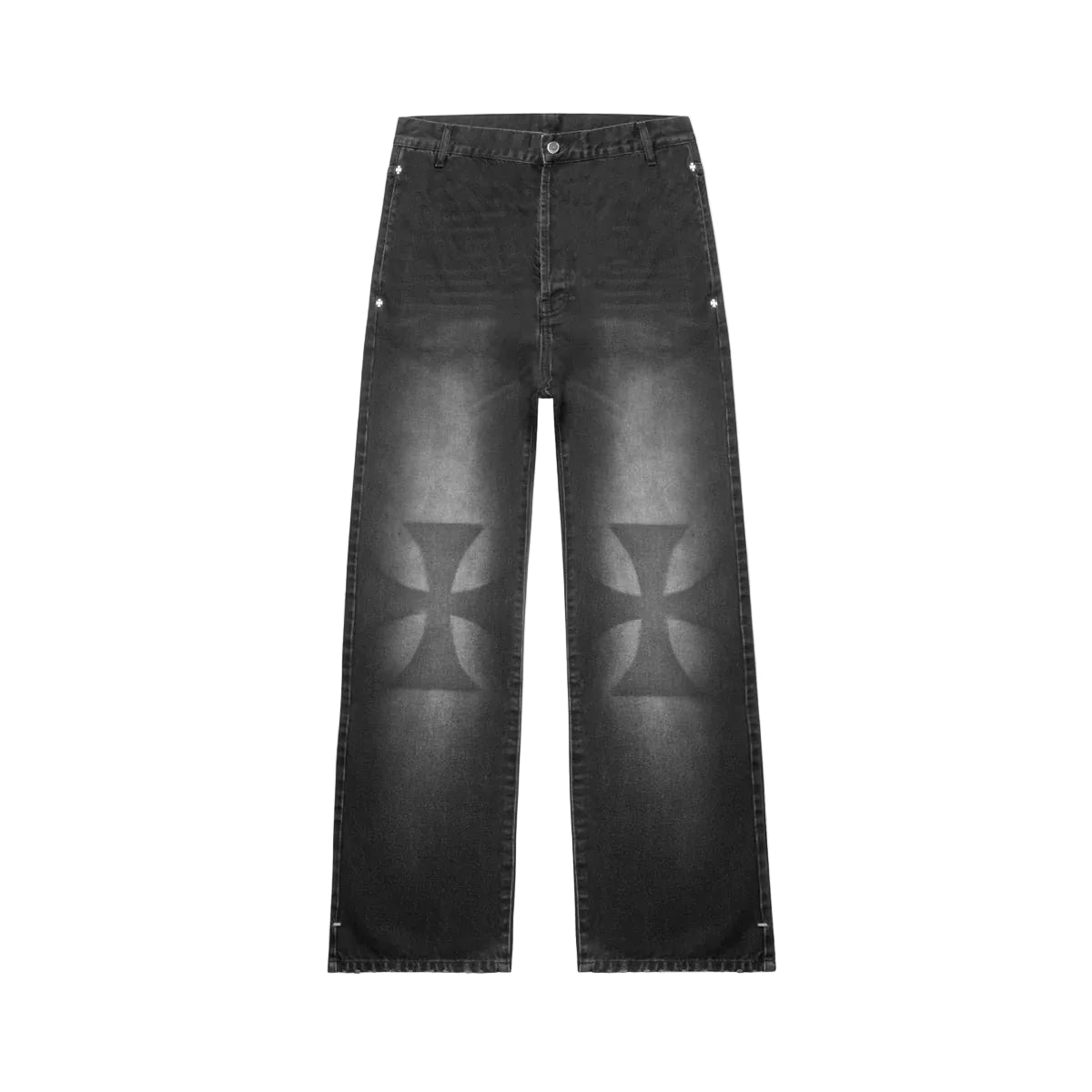 ASKYURSELF CROSS PATCH BAGGY JEANS BLACK