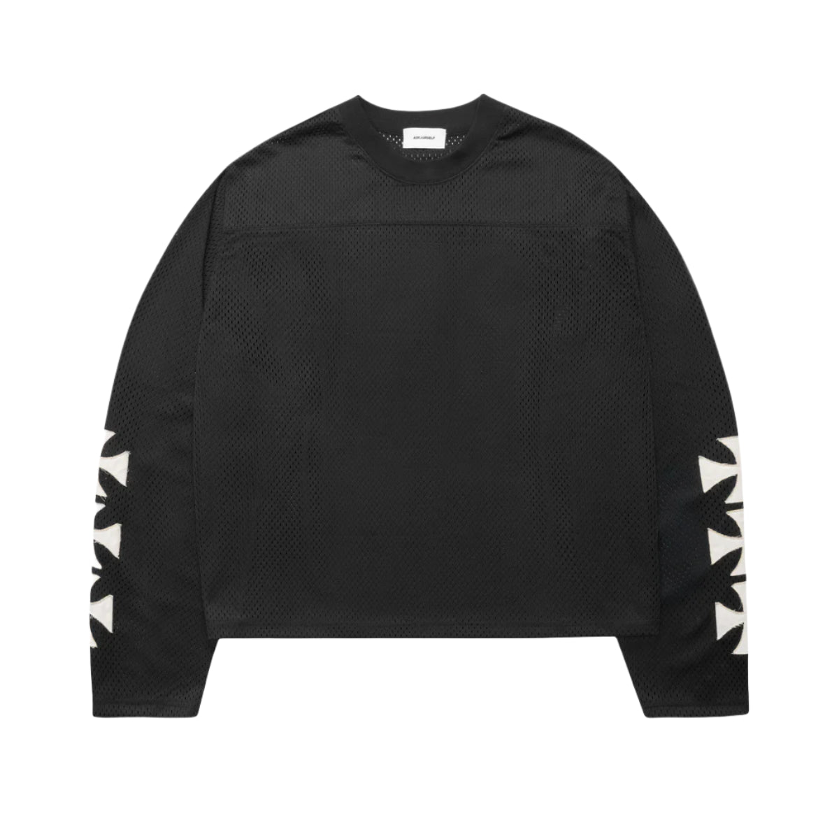 ASKYURSELF CROSS CROPPED MESH JERSEY (BLACK)