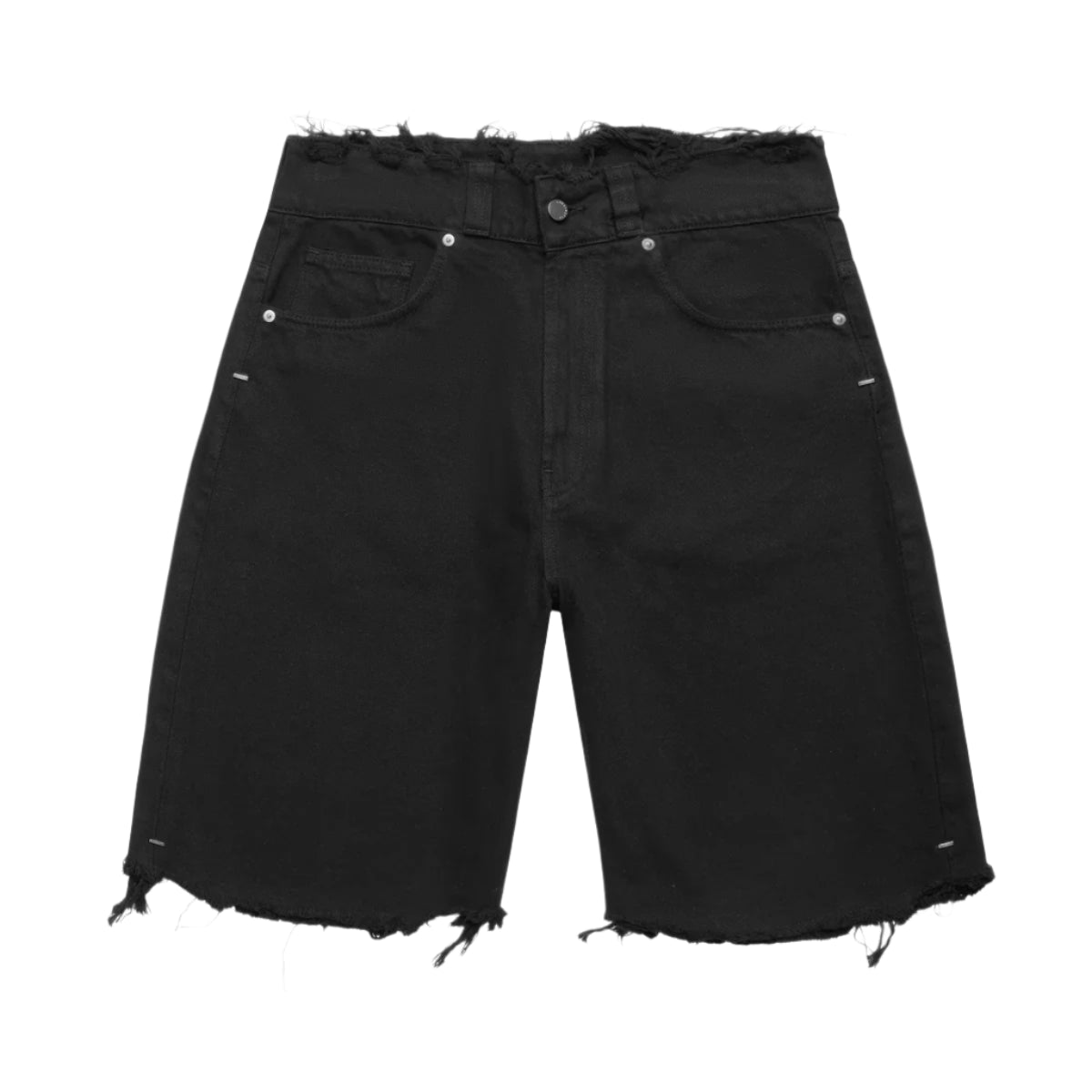 ASKYURSELF FRAYED BAGGY DENIM SHORTS (BLACK)