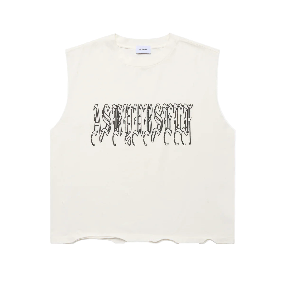 ASKYURSELF GOTH LOGO TANK VINTAGE WHITE