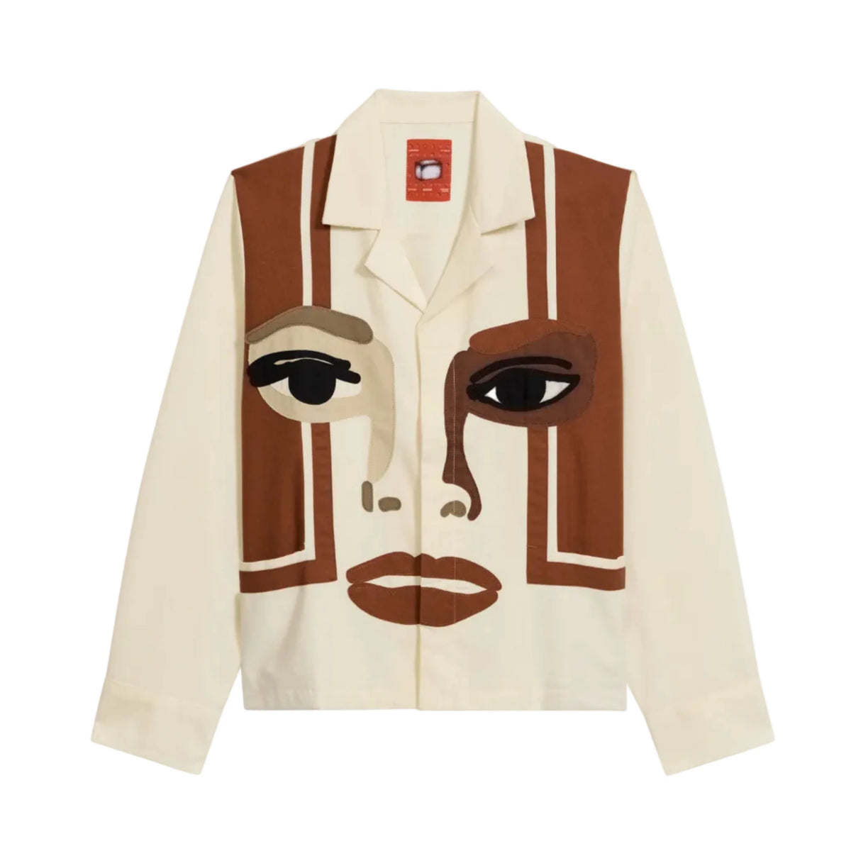 KID SUPER Face Camp Collar Button up Longsleve-Cream