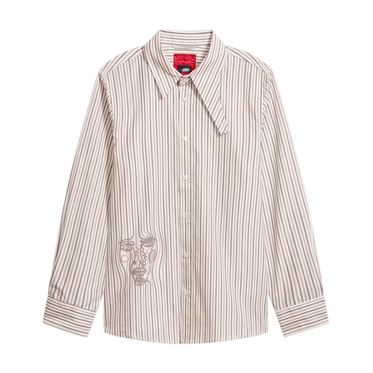 KID SUPER Striped Face button up-White