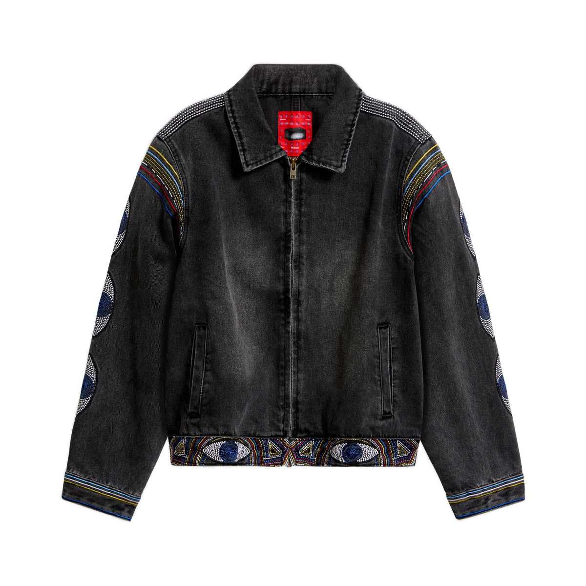 KID SUPER Eye Embroidery Jean Jacket-Black