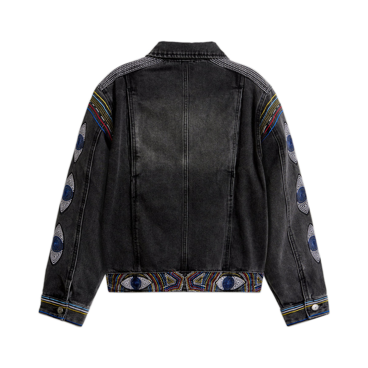 KID SUPER Eye Embroidery Jean Jacket-Black