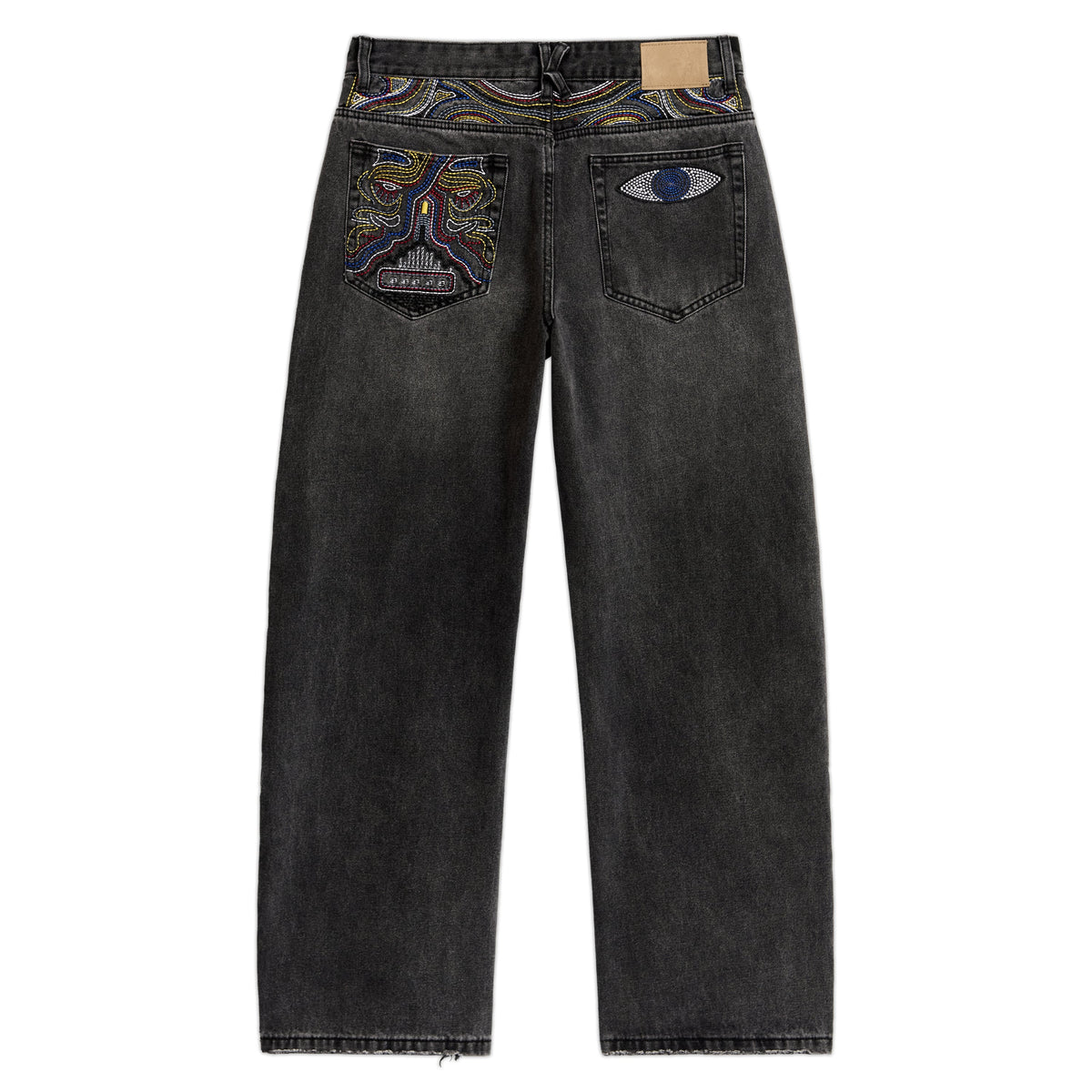 KID SUPER Eye Embroidery Jean-Black