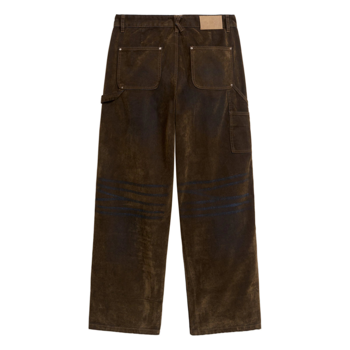 KID SUPER Eye Badge Washed Double knee Flocked pant-Brown