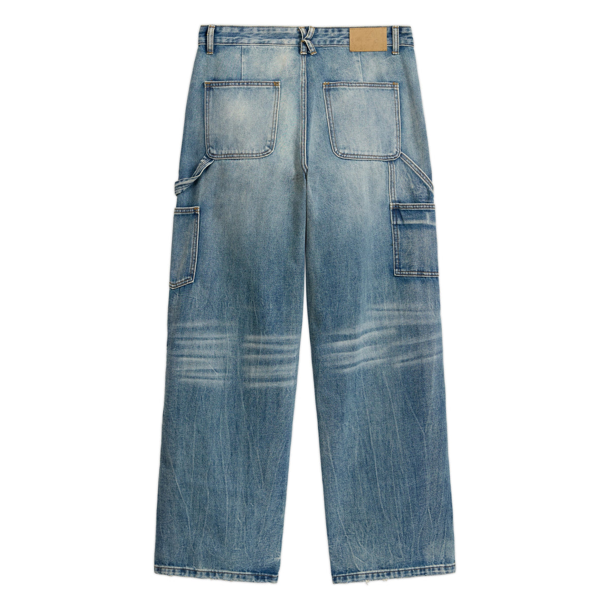 KID SUPER Eye Badge Washed Double knee pant-Blue