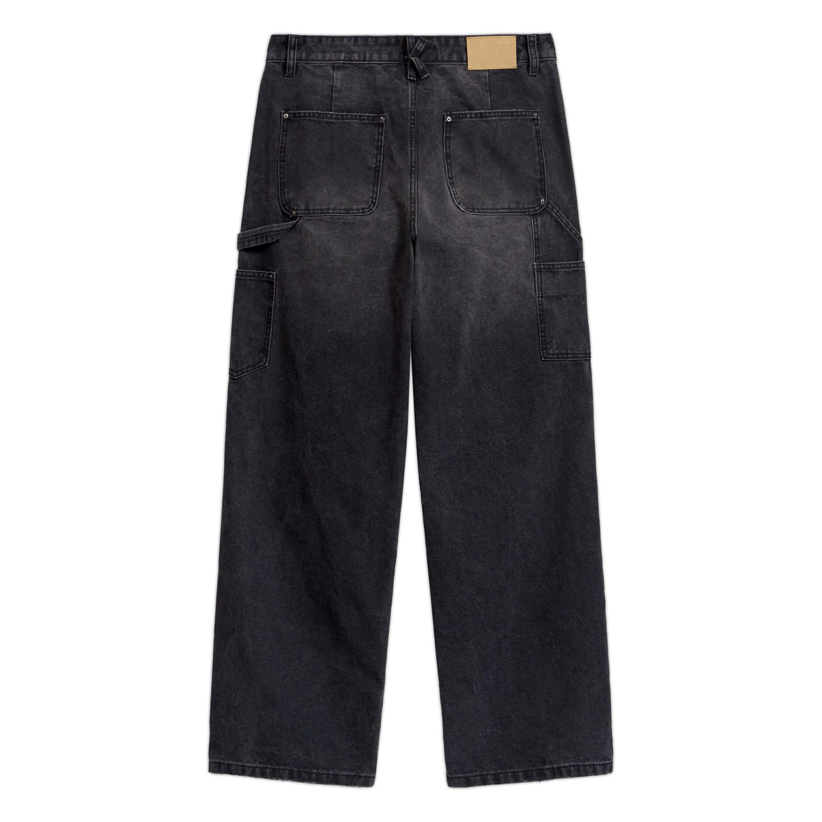 KID SUPER Eye Badge Washed Double knee pant-Black