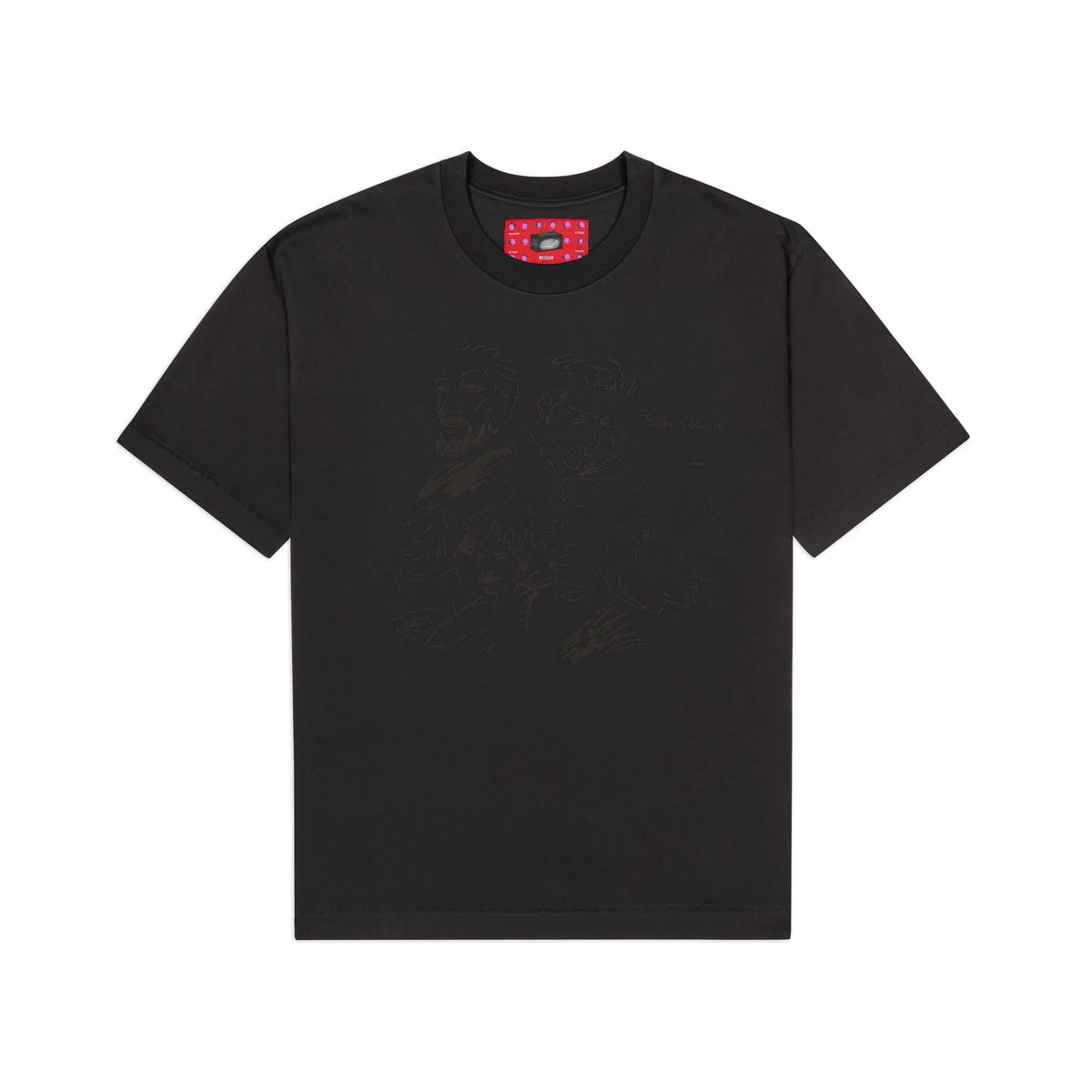 KID SUPER Sketched Faces Tee- Washed Black