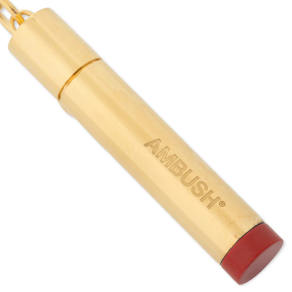 AMBUSH PILL CASE NECKLACE STONE - GOLD/RED