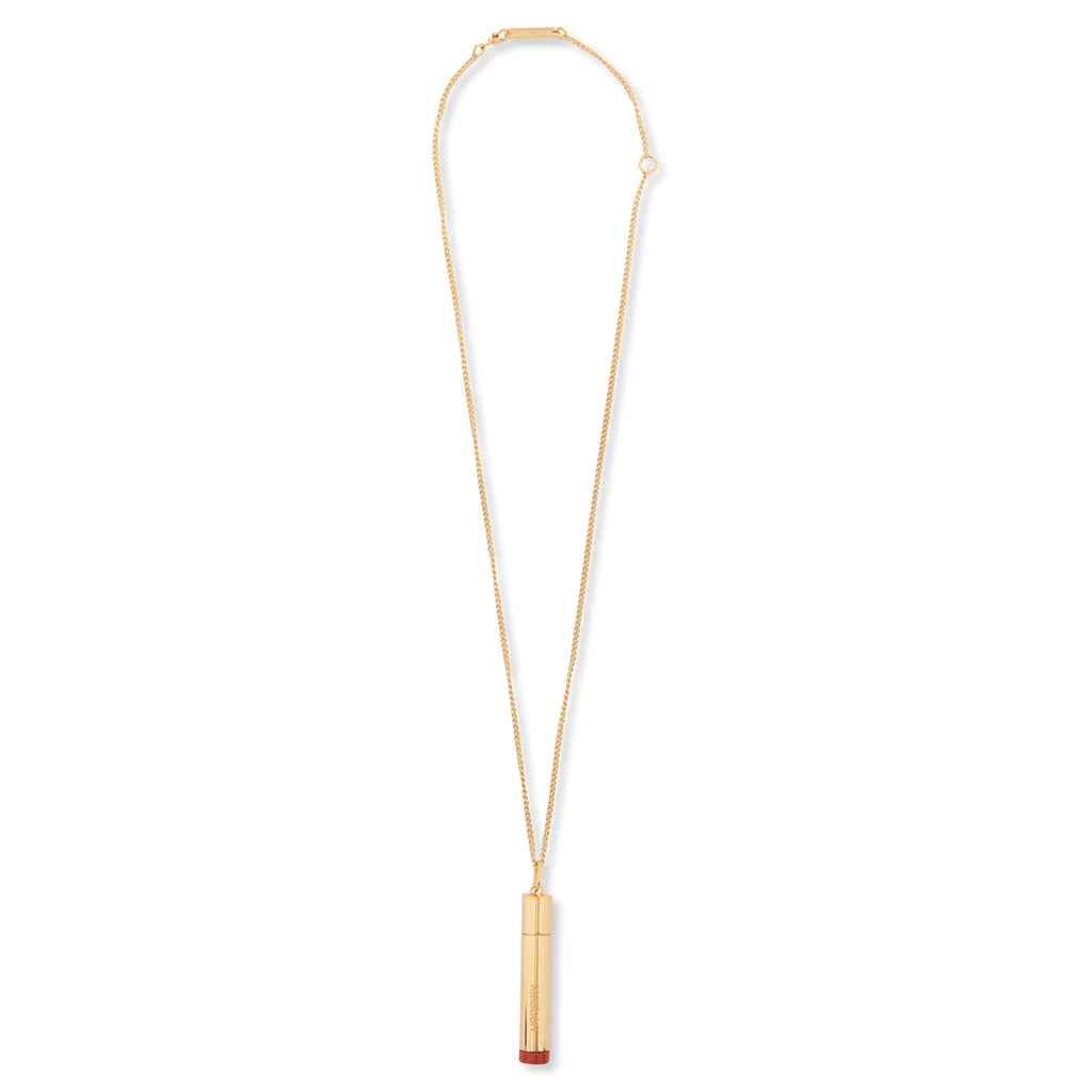 AMBUSH PILL CASE NECKLACE STONE - GOLD/RED