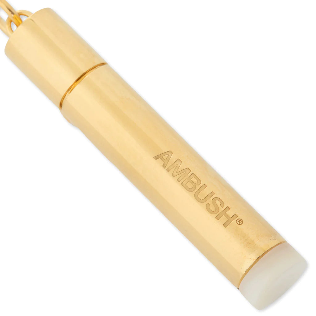 AMBUSH PILL CASE NECKLACE STONE- GOLD/WHITE