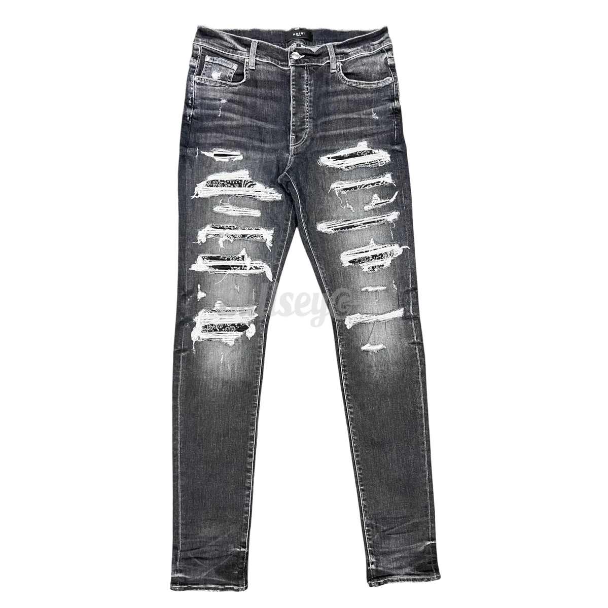 AMIRI BANDANA THRASHER JEAN GREY