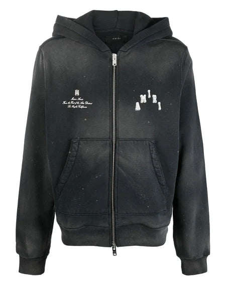 AMIRI VINTAGE COLLEGIATE ZIP HOODIE BLACK