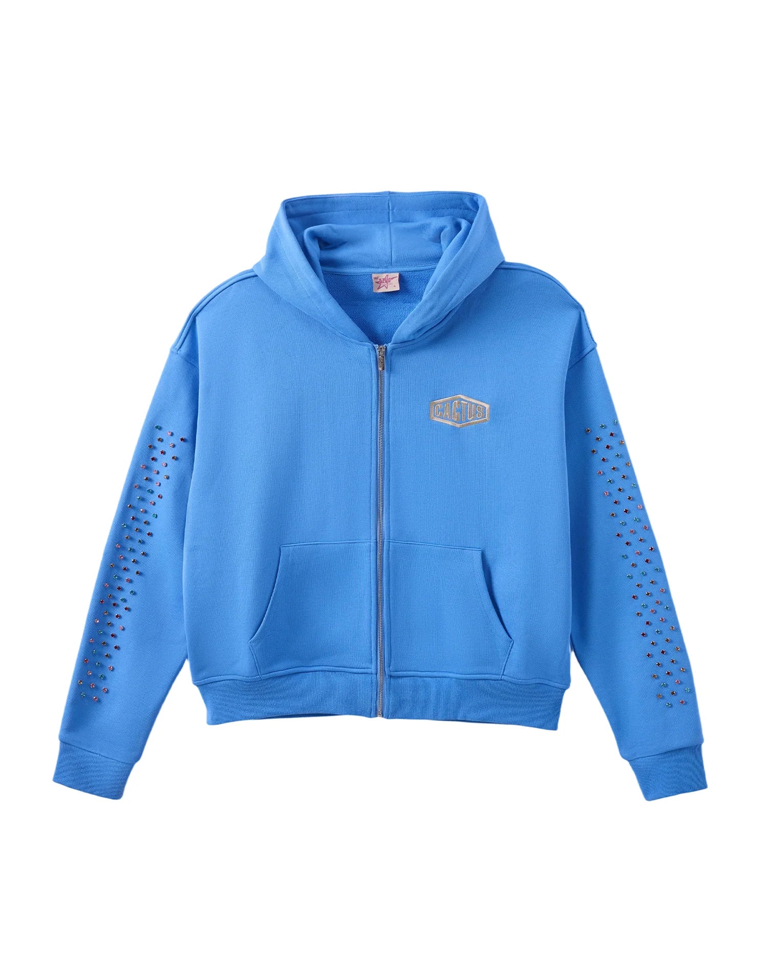 AZVA CRYSTAL CACTUS ZIP HOODIE BLUE