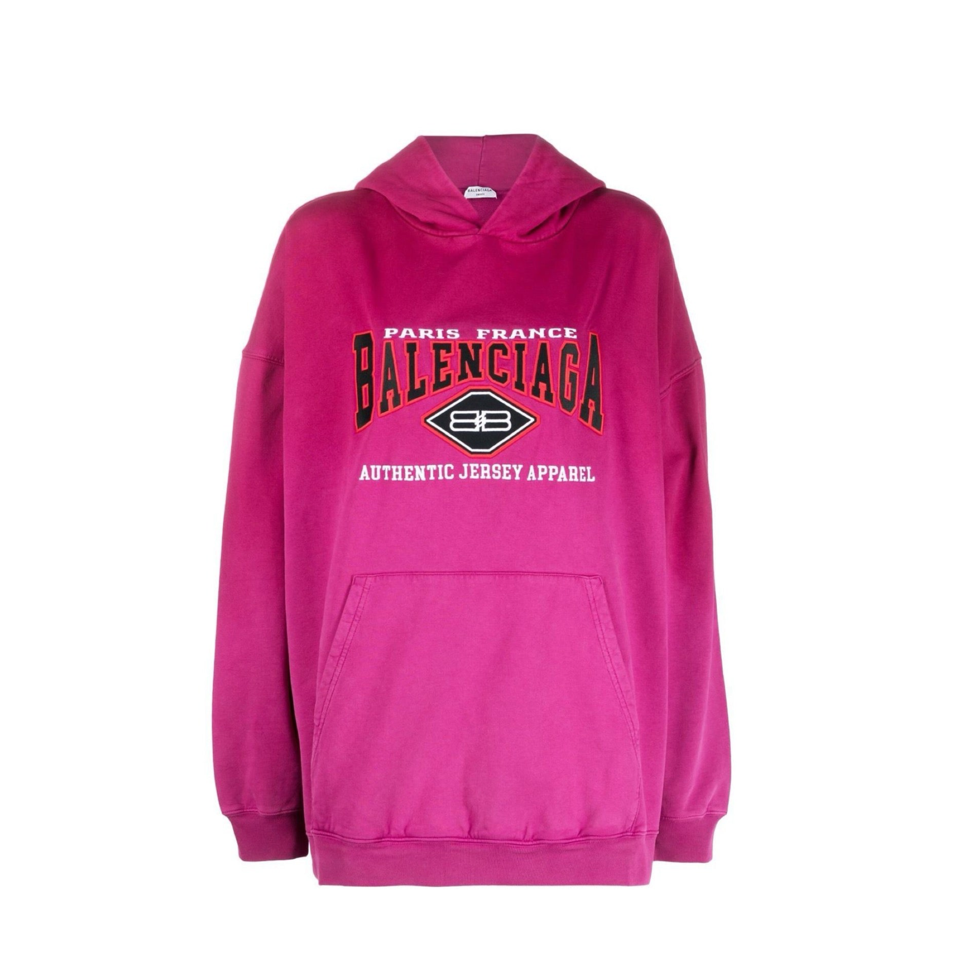 BALENCIAGA AUTHENTIC MOLLETON HOODIE DARK FUCHSIA