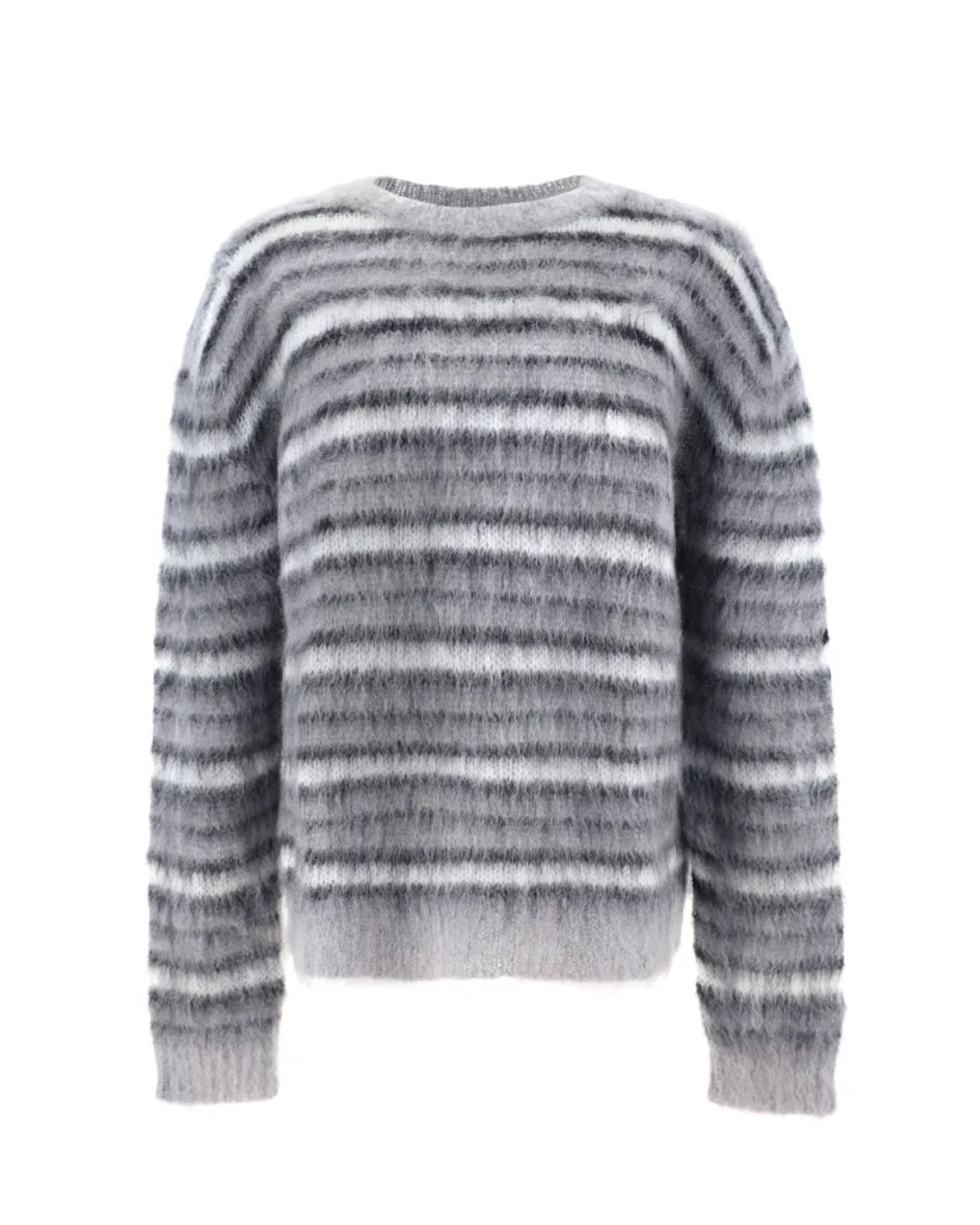 Marni Gray Fuzzy Wuzzy Striped Sweater