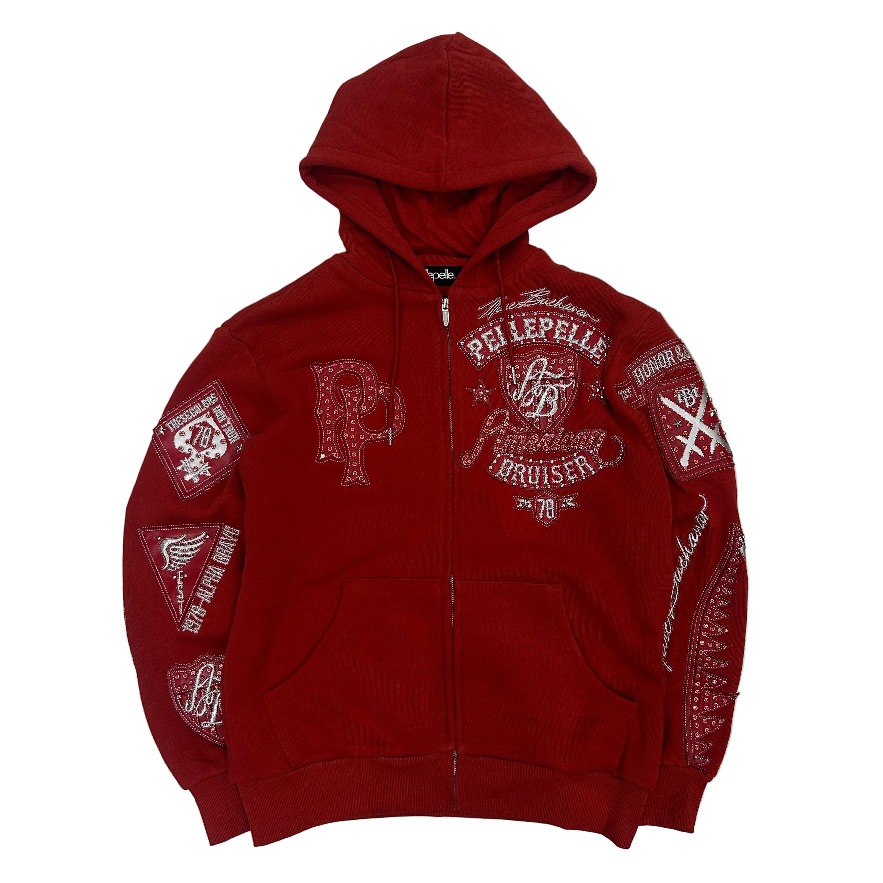 Pelle Pelle Bruiser Zip Up Hoodie in Red