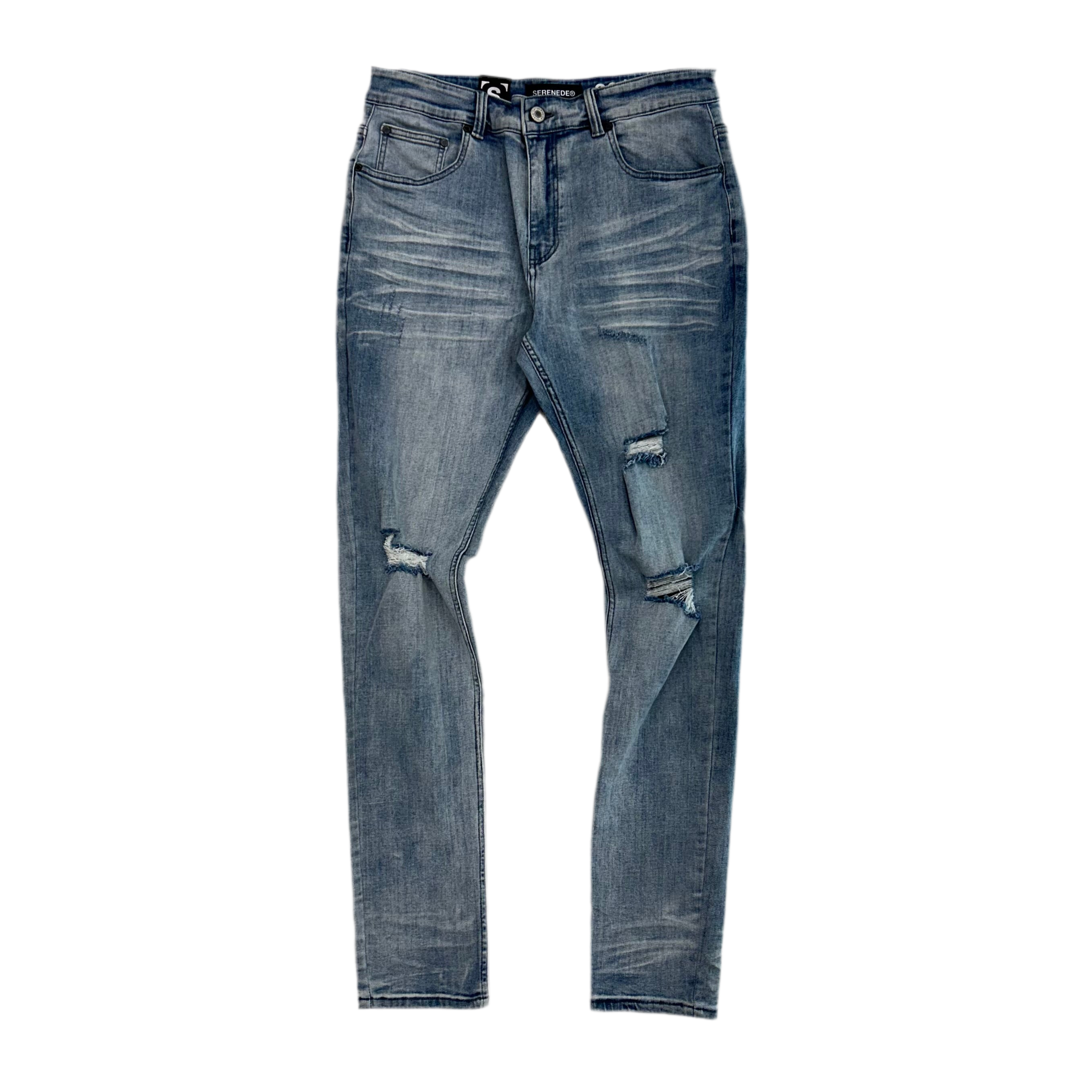 SERENEDE LIGHT WASH DISTRESSED JEANS