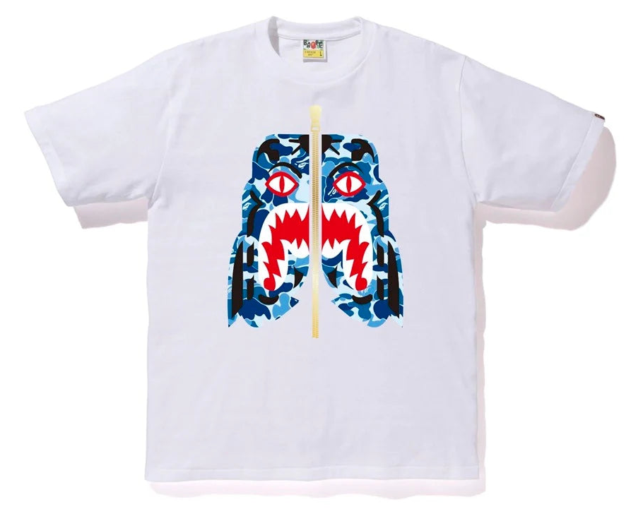 BAPE Color Camo Tiger Tee In White & Blue