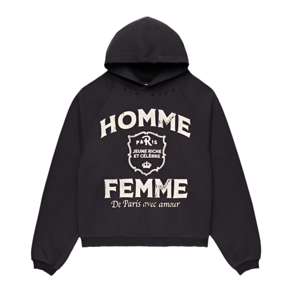 HOMME + FEMME AMOUR HOODIE BLACK