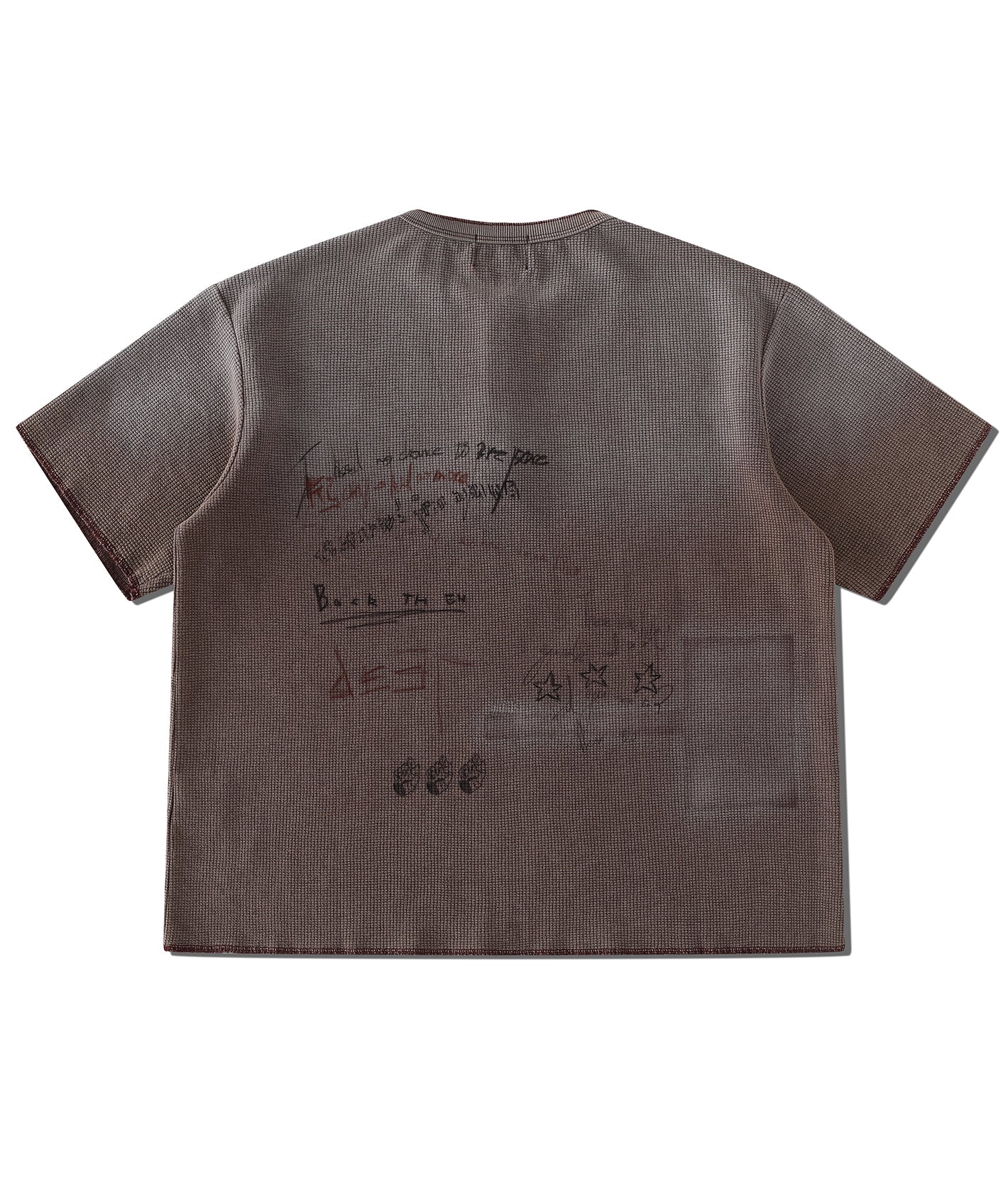 RICHILL Melancholy Fade Portrait Graphic Waffle Henley Tee