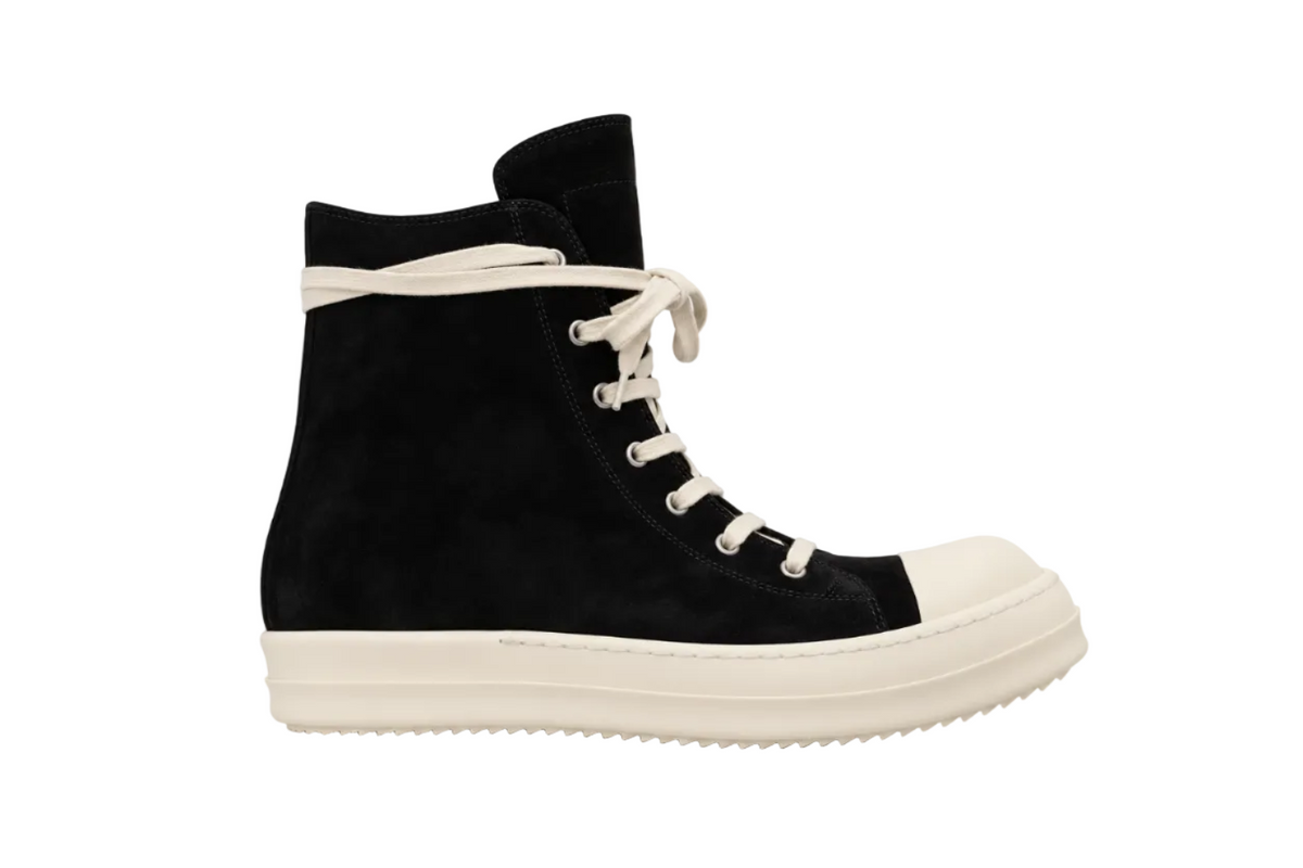 Rick Owens High Sneaks lace up suede black