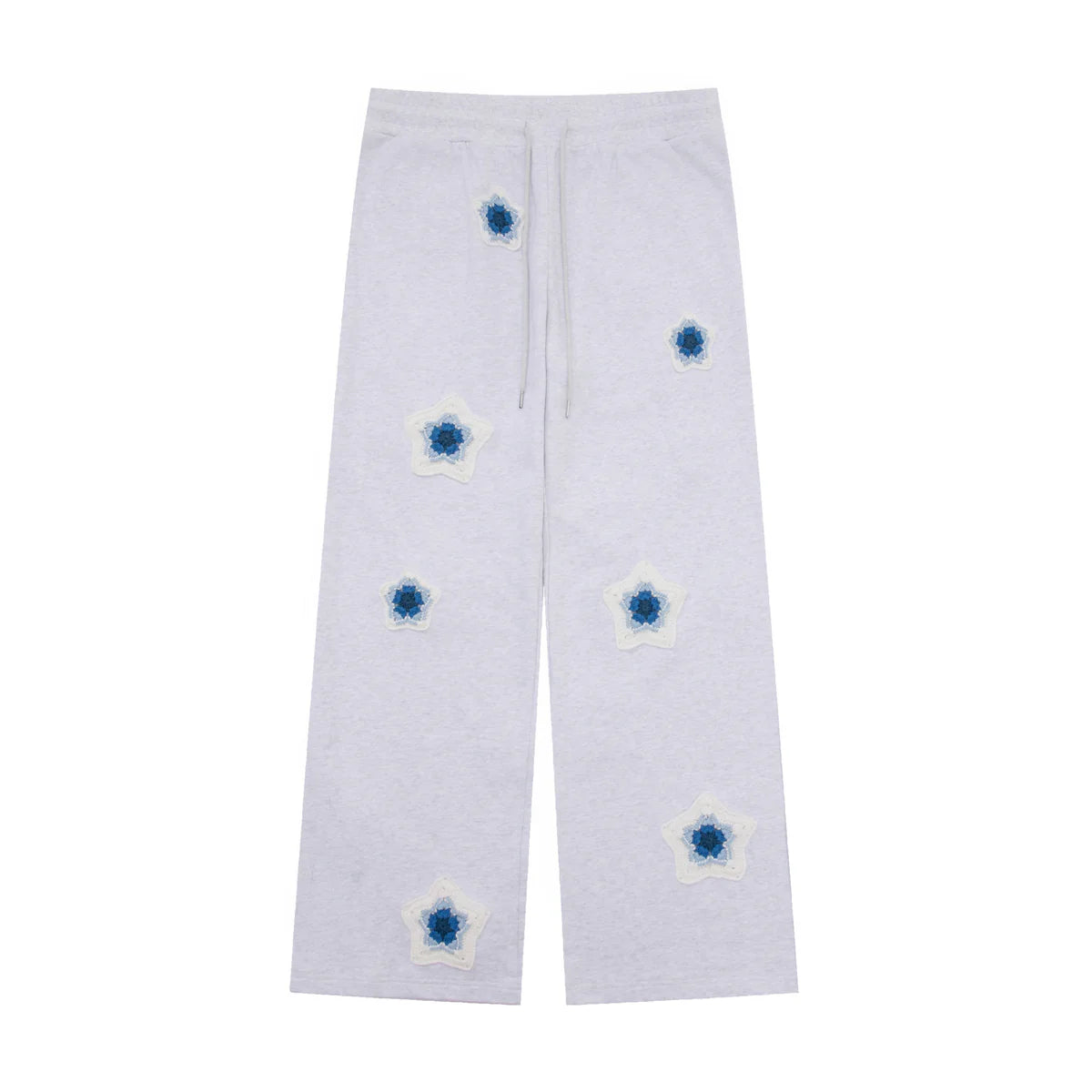ARKYVE Blue Star Crochet Patch Sweatpants