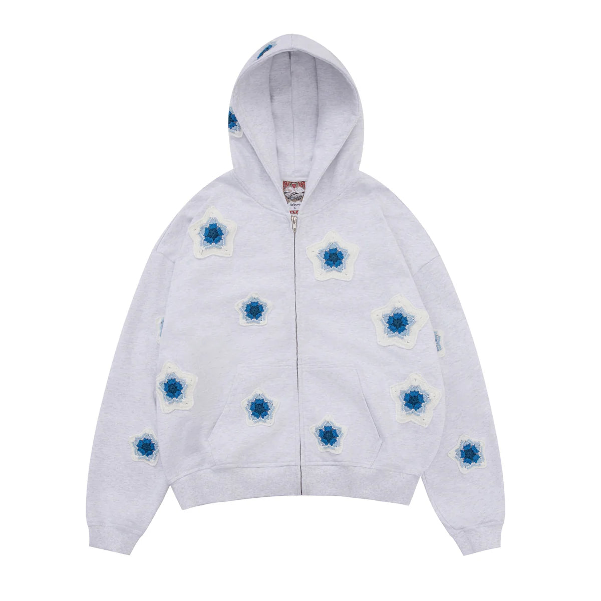 ARKYVE Blue Star Crochet Patch Sweatshirt