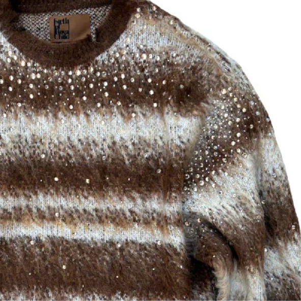 BIRTH OF ROYAL CHILD Rhinestone Encrusted Mohair Blend Sweater