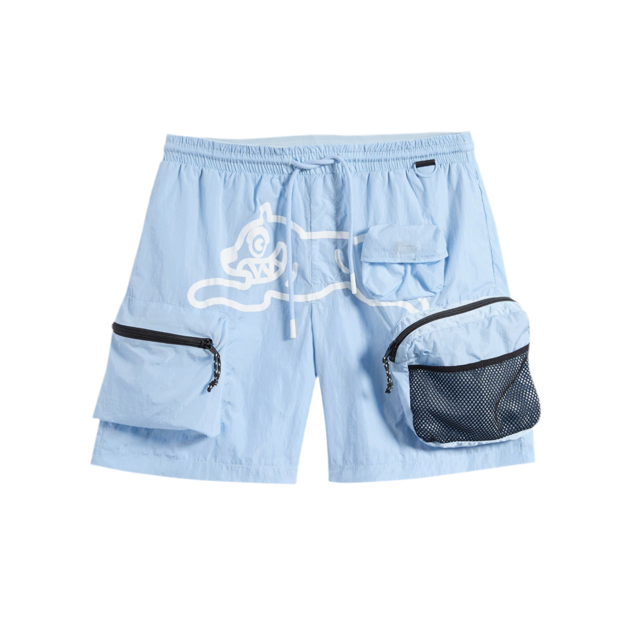 ICE CREAM RUNNING DOG GRAPHIC CARGO HIKER SHORTS BLUE