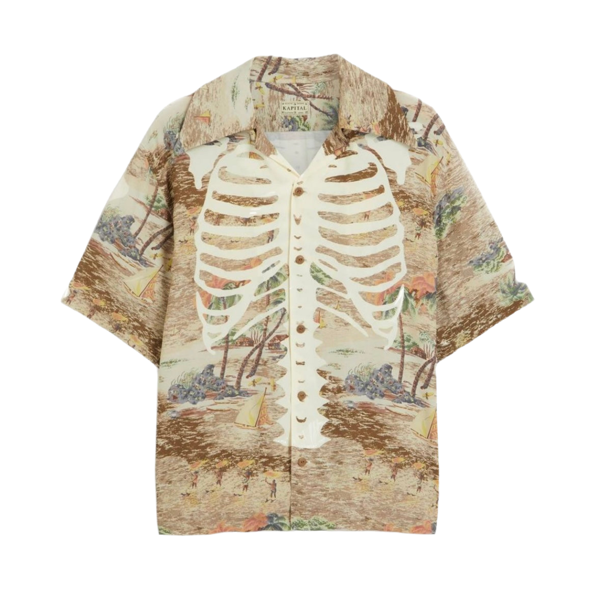 Kapital Bone Wrangle Aloha Hawaiian Shirt BEIGE