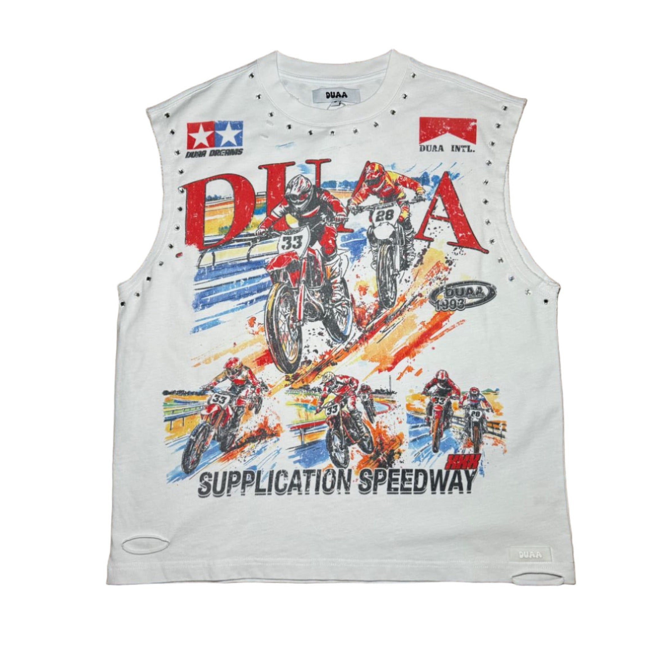 DUAA | ROADWAVE CUT OFF WHT TEE SHIRT