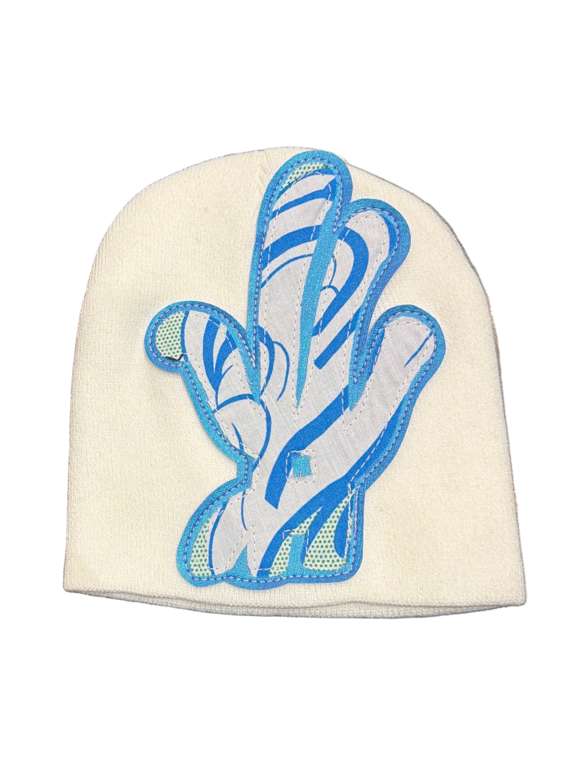 YKWYK COMIC BEANIE WHITE/BLUE