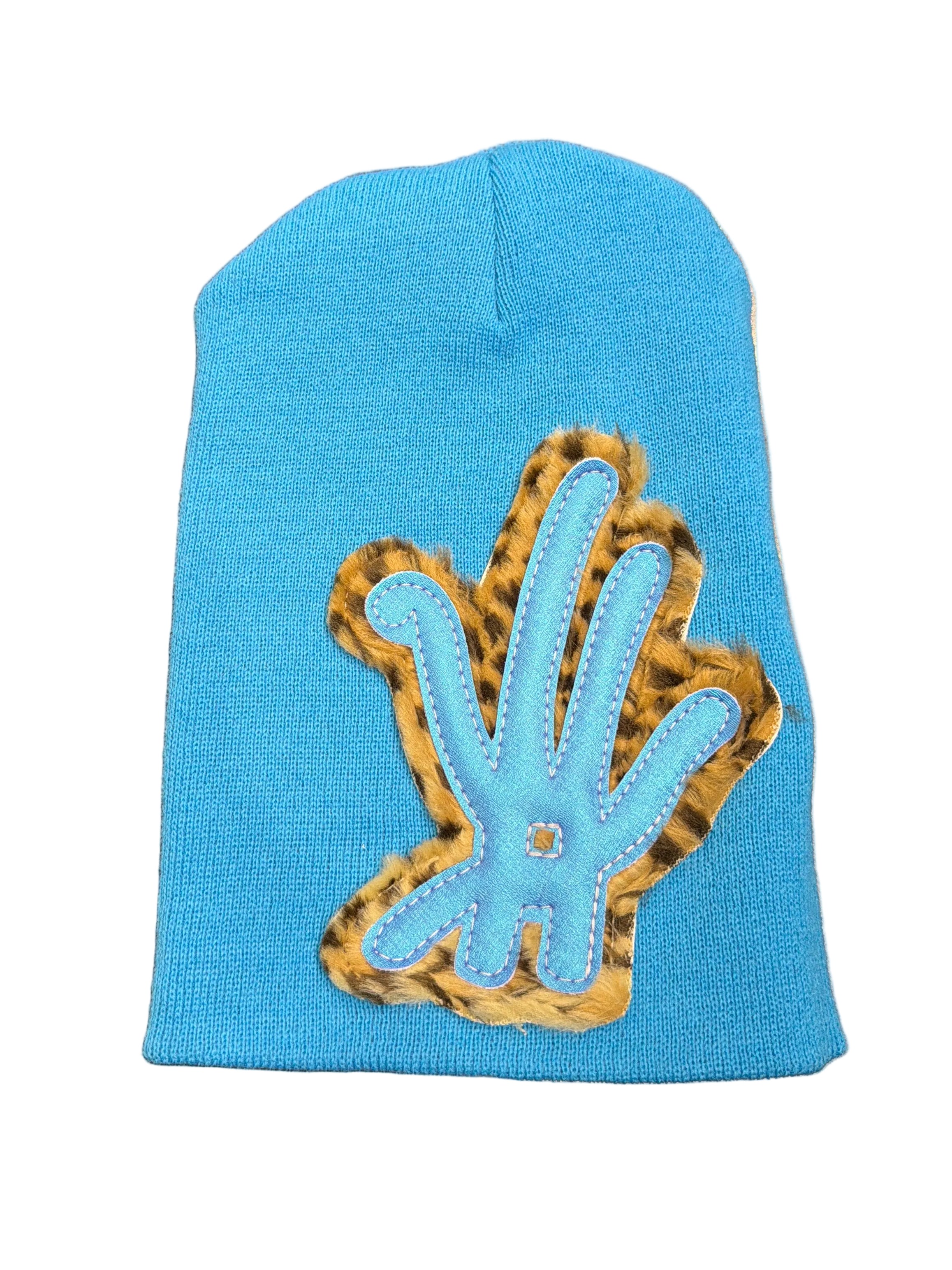 YKWYK LONG FUR BEANIE BLUE