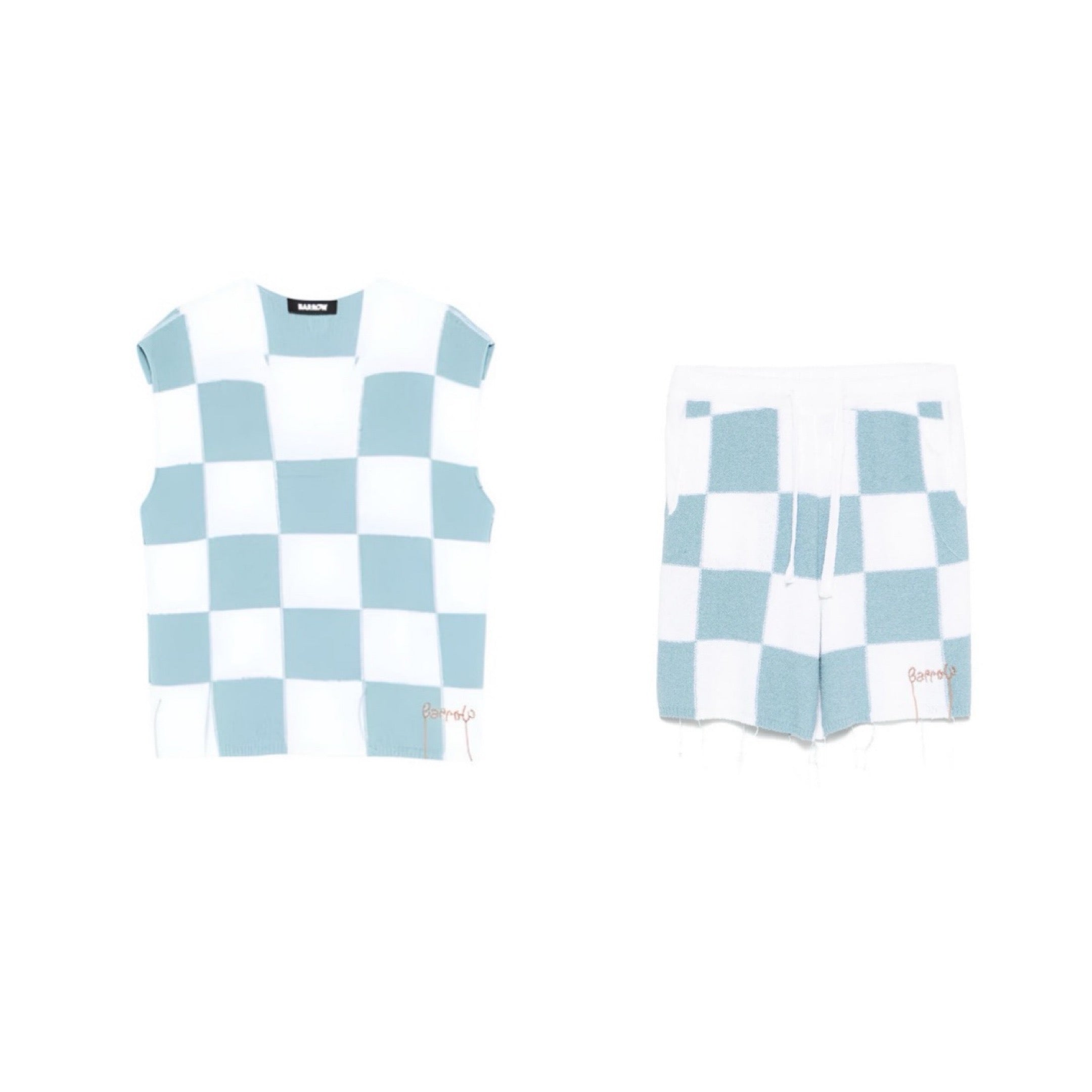 BARROW| Knitted Checkered BLUE SET