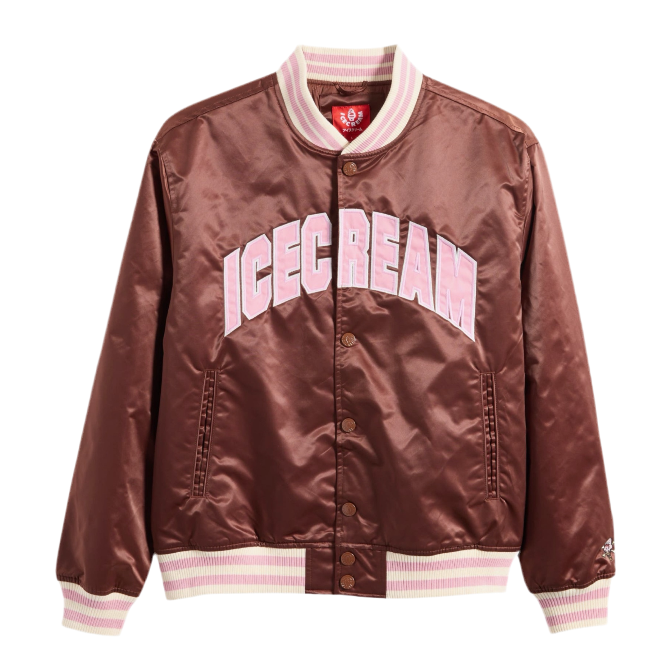 ICECREAM UNIVERSITY SATIN GRAPHIC SNAP UP JACKET