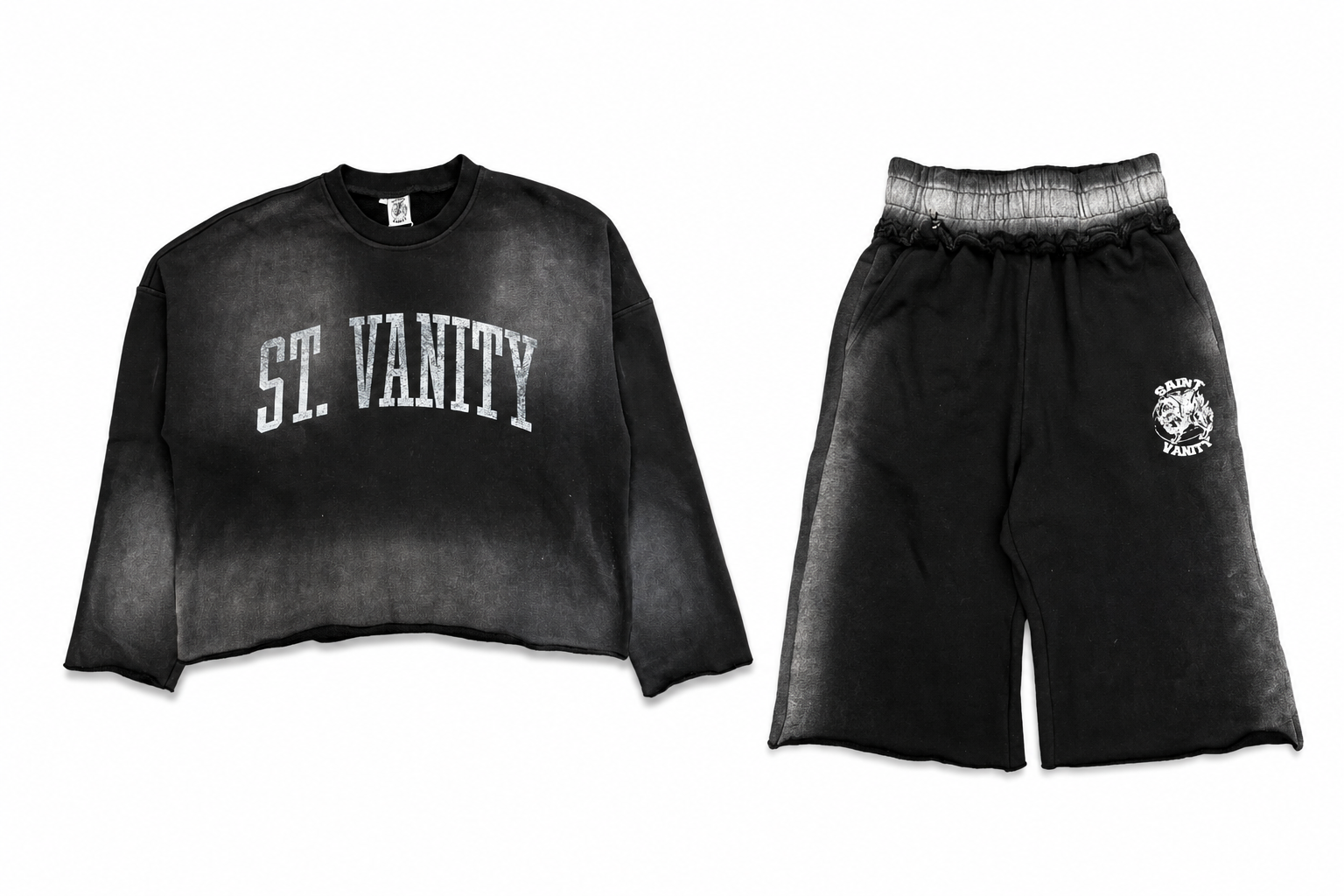 Saint Vanity Black Ash Crewneck Short Set