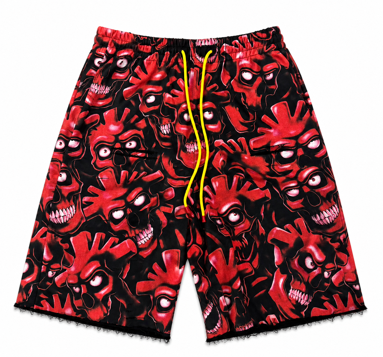 Vertabrae Red Skull Shorts