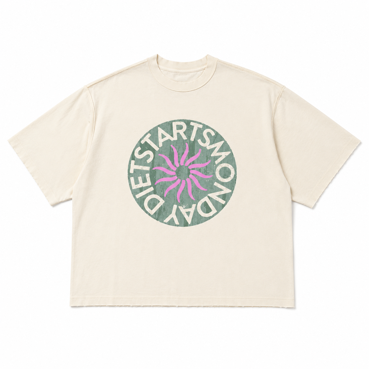 Diet Starts Monday Sol Tee Antique White Washed Green