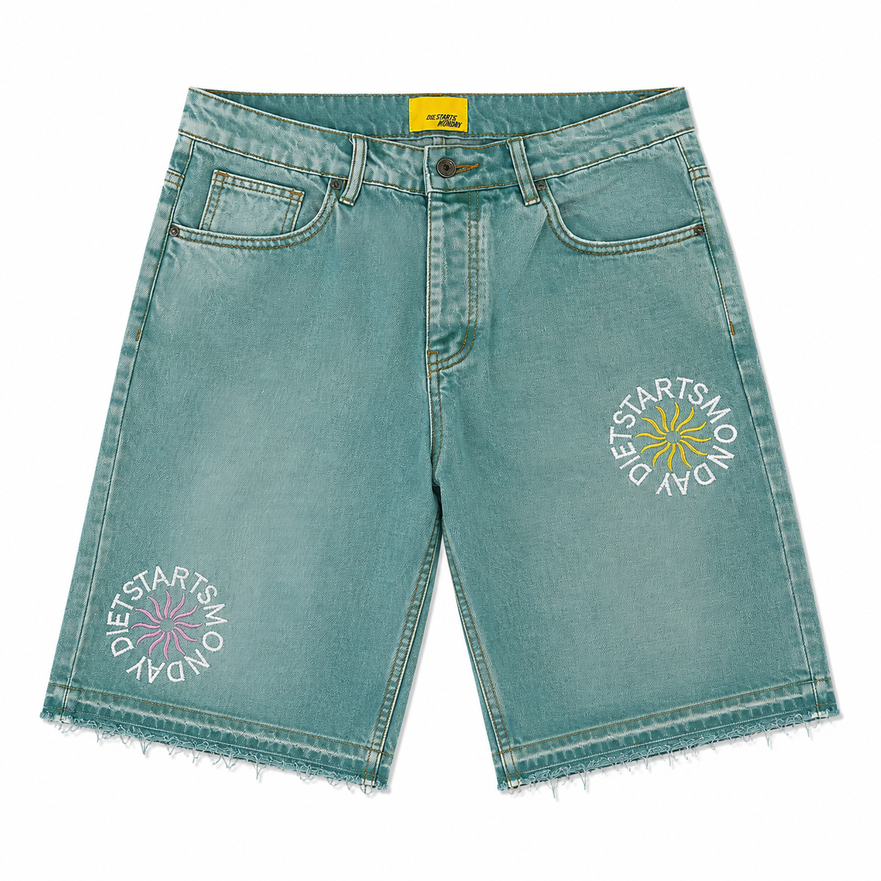 Diet Starts Monday Sol Denim Shorts-Washed Green