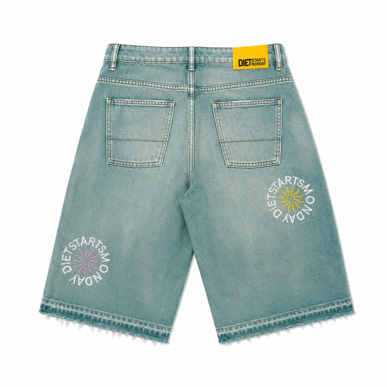 Diet Starts Monday Sol Denim Shorts-Washed Green