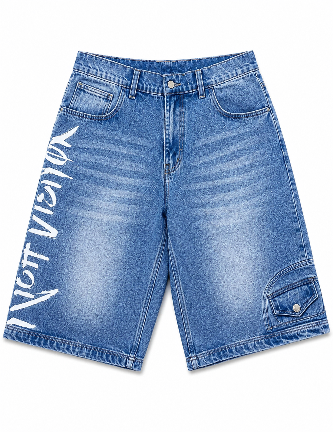 Rich Visitor Blue Saint Wash Jorts