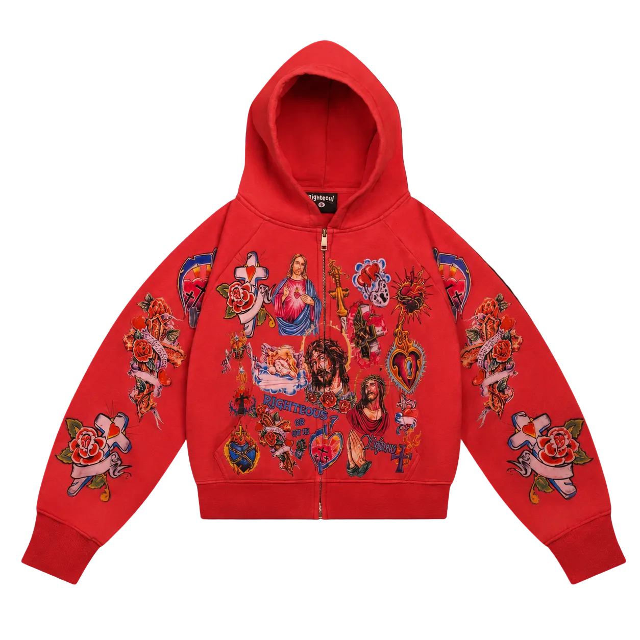 We Are Righteous "Risen King" Zip Up Hoodie - Red
