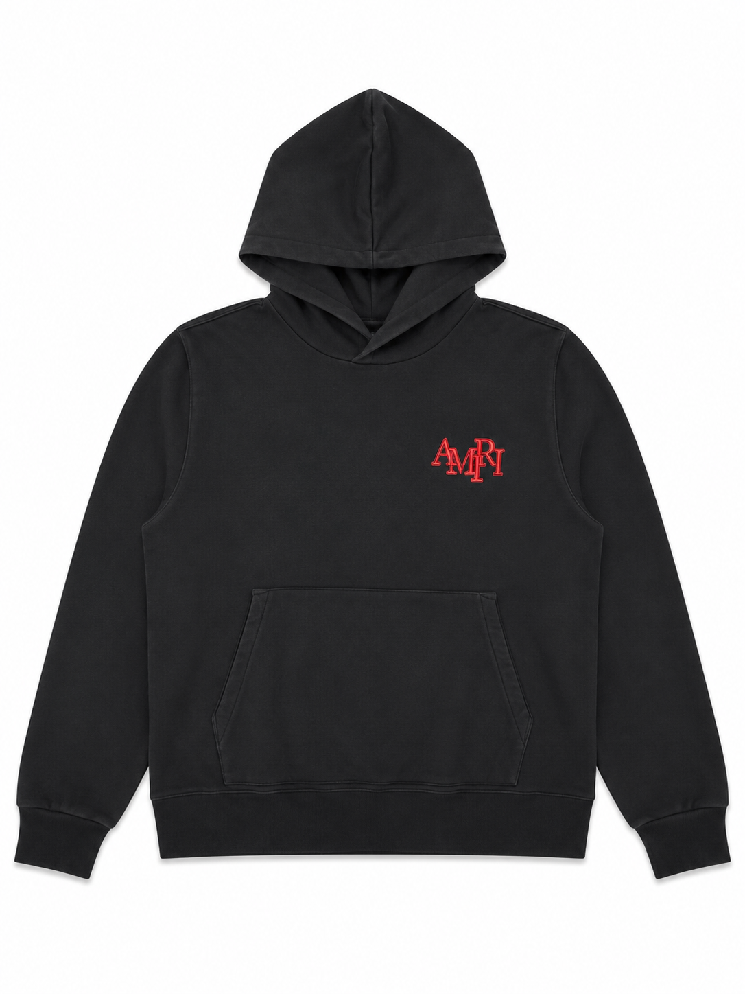 Amiri Black & Red Staggered Logo Hoodie